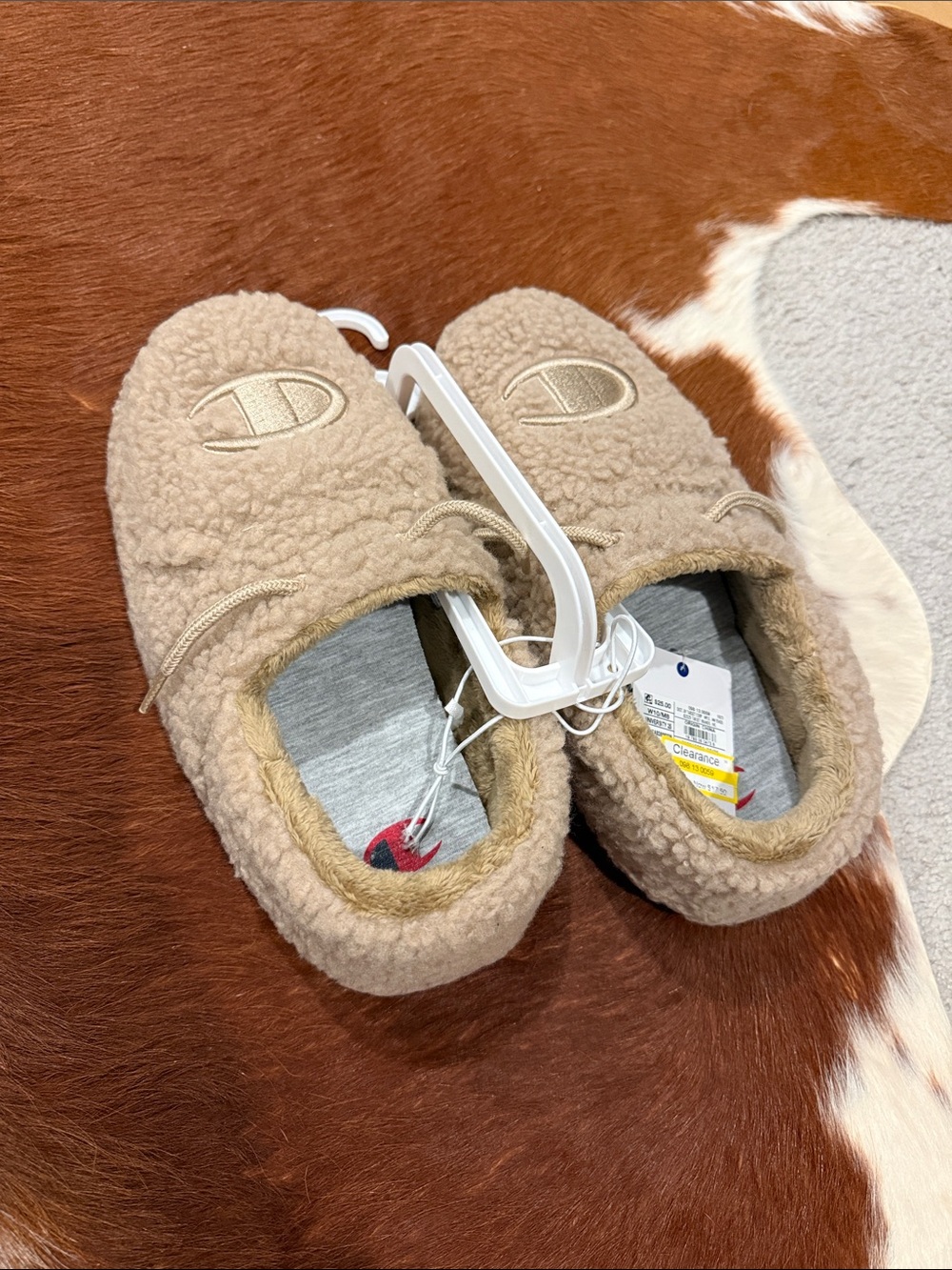 Champion Plush Sherpa Slip-Ons in Light Beige